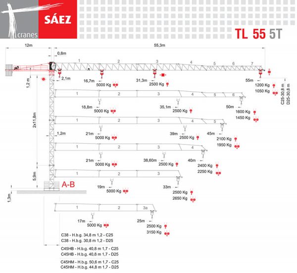 Vežový žeriav SAEZ TL 55 5T | TOP CRANES